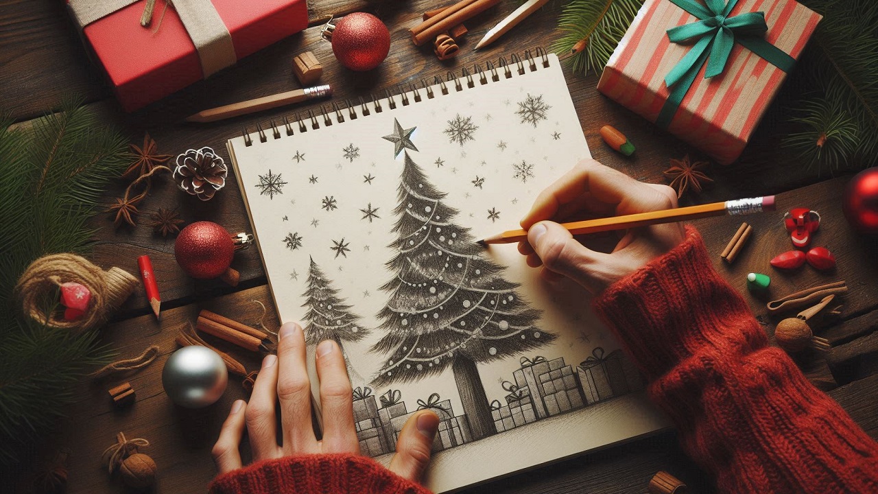 christmas tree drawing